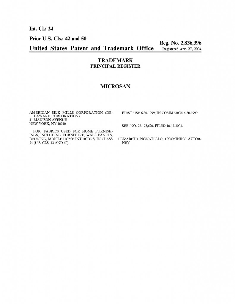 Trademark Application Granted for MICROSAN, Riddle Patent Law, Scranton, PA, King of Prussia, PA, Allentown, PA, New York, NY.