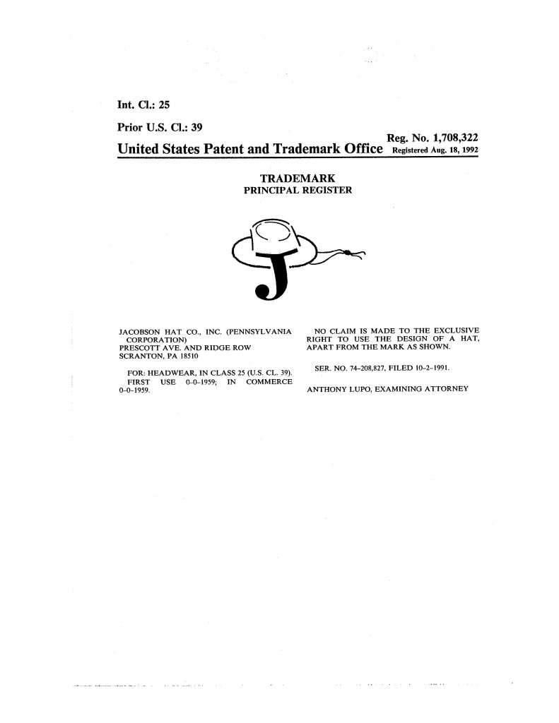 Trademark Application Granted for J. Riddle Patent Law, Scranton, PA, King of Prussia, PA Allentown, PA.