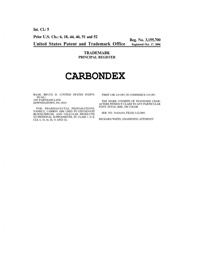 Trademark Application Granted for CARBONDEX. Riddle Patent Law, Scranton, PA, King of Prussia, PA, Allentown, PA, Downingtown, PA.