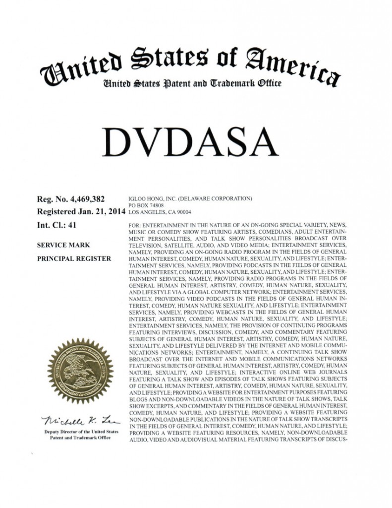 Trademark Application Granted for DVDASA. Riddle Patent Law, Scranton, PA, King of Prussia, PA, Allentown, PA,  Los Angeles, CA.