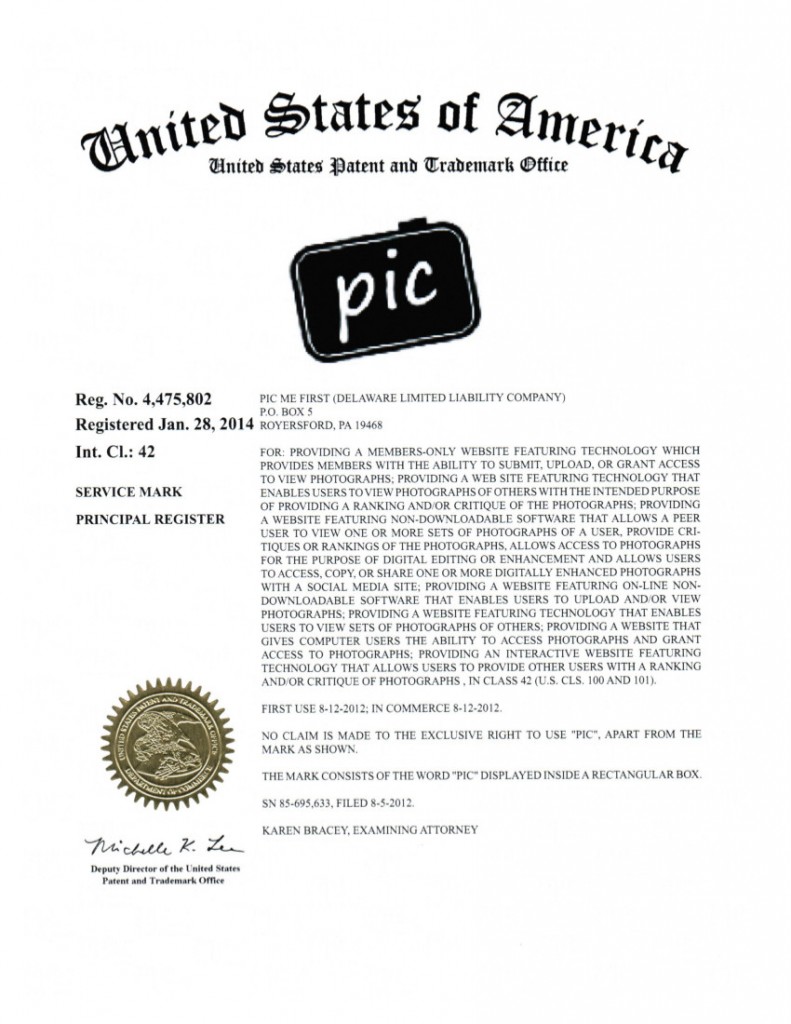 Trademark Application Granted for pic. Riddle Patent Law,Scranton, PA, King of Prussia, PA, Allentown, PA, Allentown, PA,  Royersford, PA.