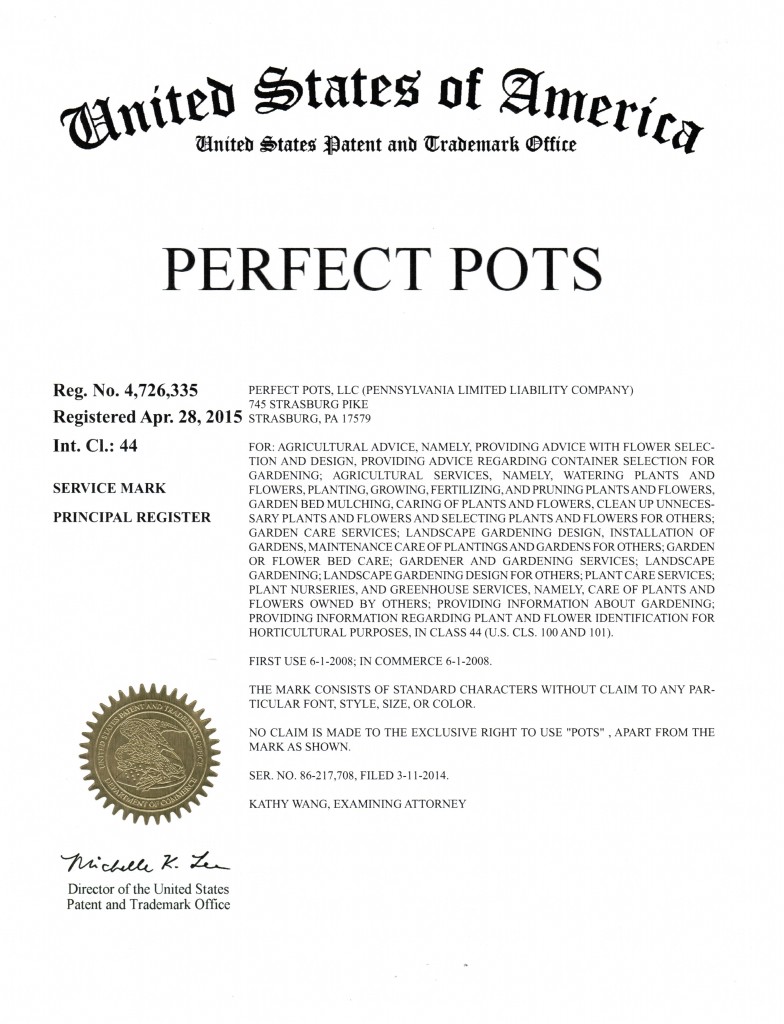 Perfect PotsTM Certificate 4726335